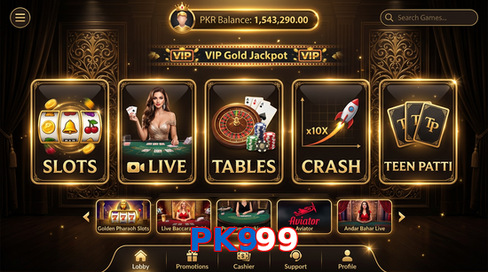 Main screen of PK999 casino page for PK players